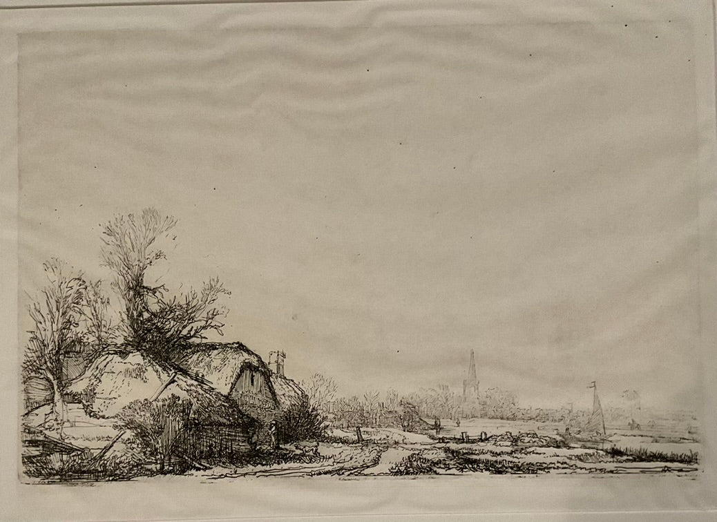 Rembrandt "Cottages Beside A Canal" Tissue Etching