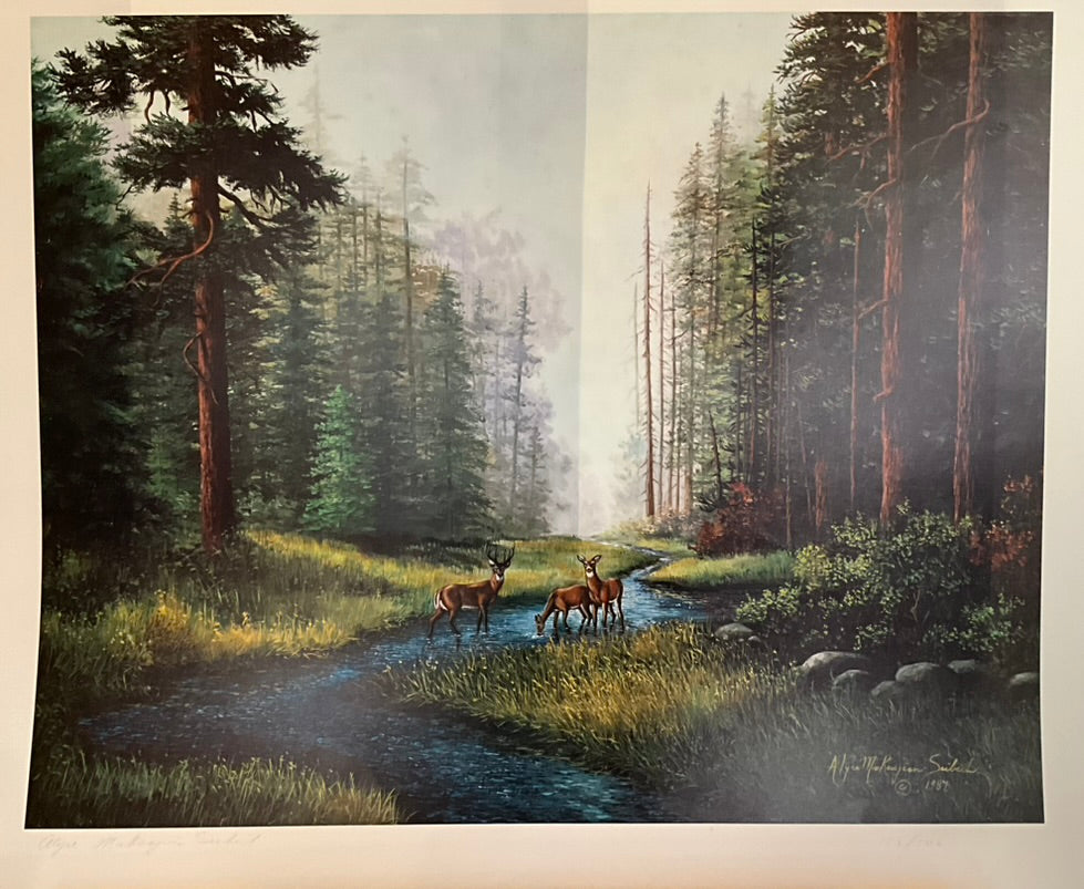 Alyce MaKasjian Seibert "Three Deer in a Creek"